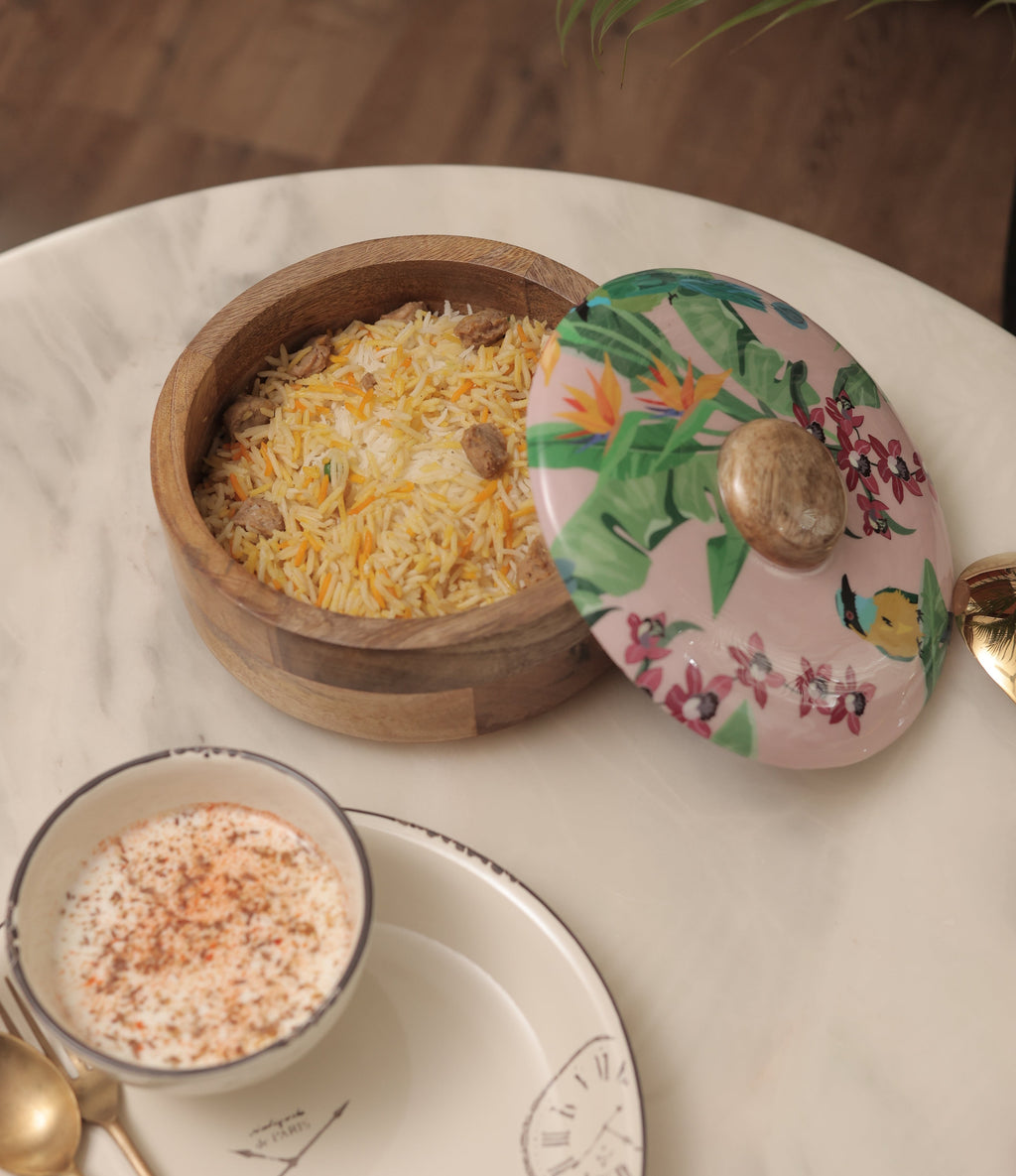 Island Blush Round Wooden Box with Lid