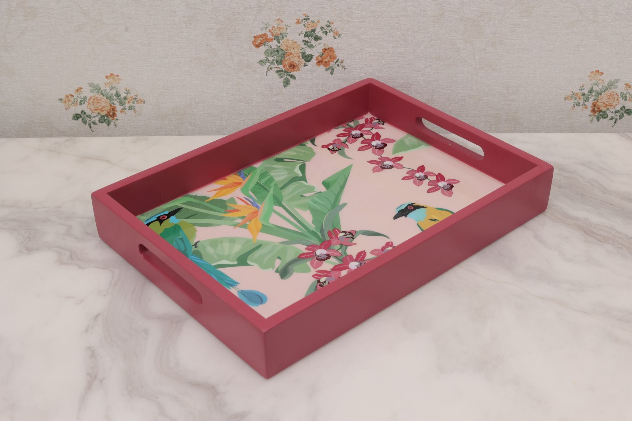 Set of 3 Wooden Rectangular Serving Trays
