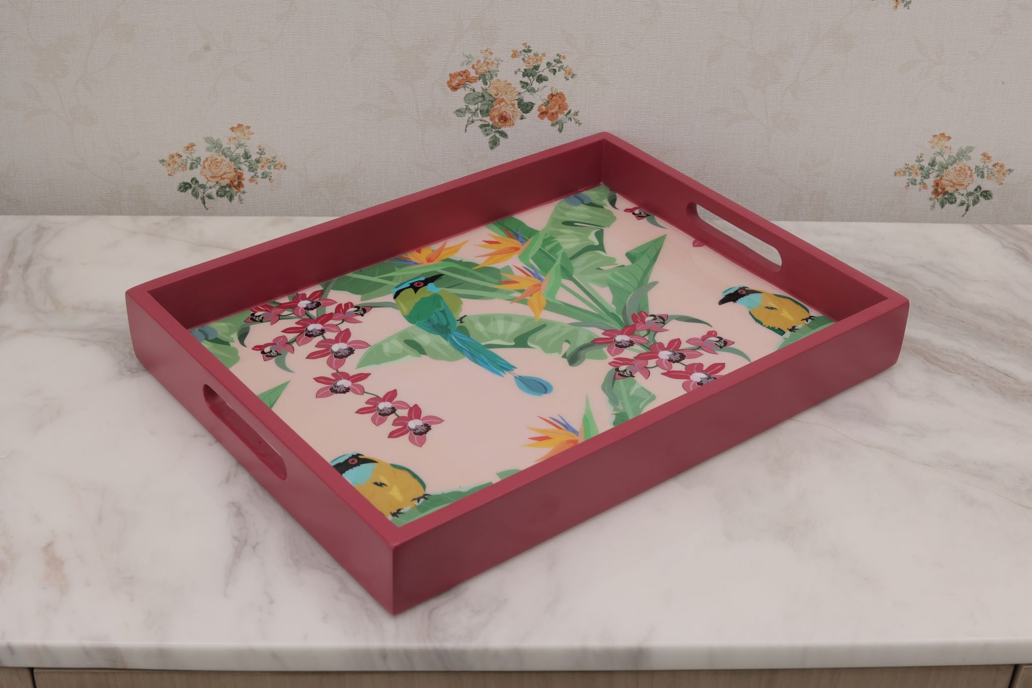 Island Blush Set of 3 Wooden Rectangular Serving Trays Secondary image