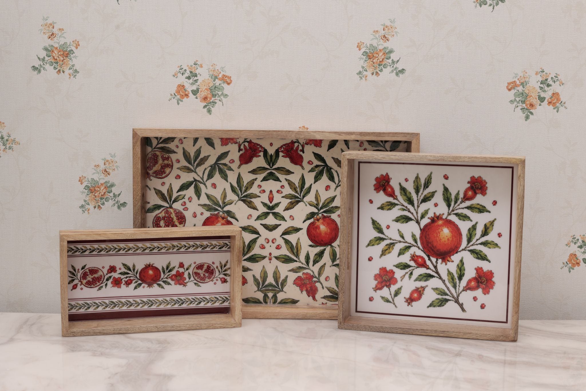 Set of 3 Wooden Rectangular Serving Trays Main image