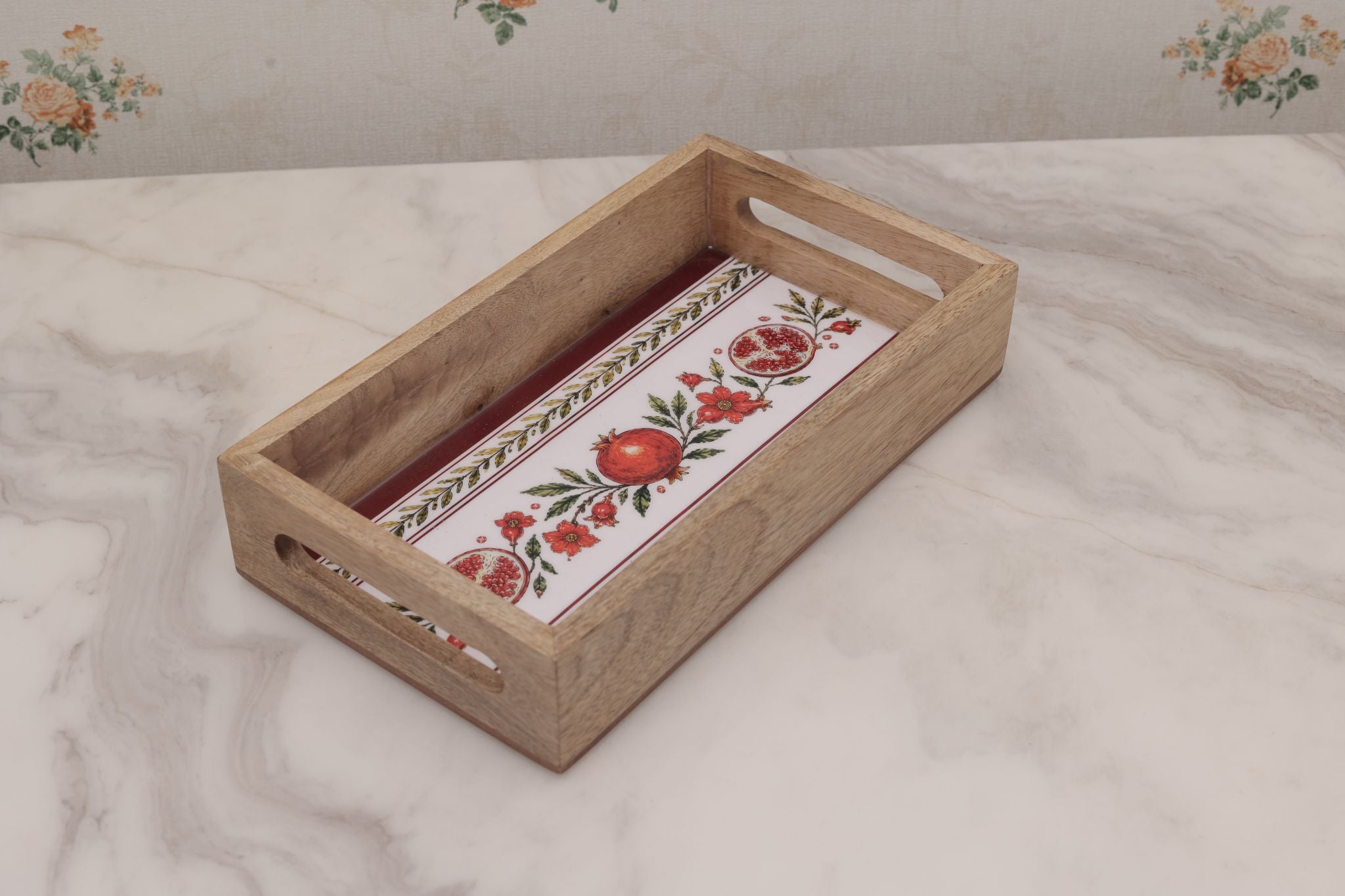 Set of 3 Wooden Rectangular Serving Trays