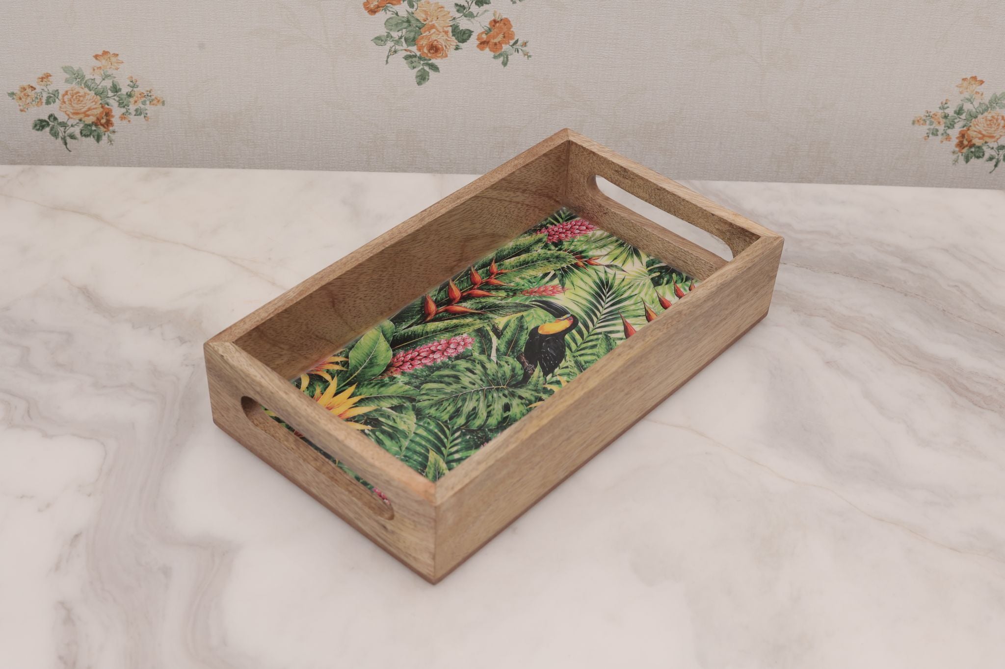 Fern & Feather Set of 3 Wooden Rectangular Serving Trays Secondary image