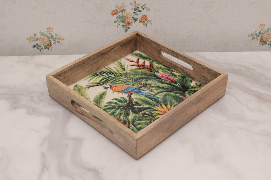 Set of 3 Wooden Rectangular Serving Trays