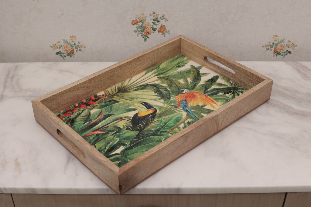 Set of 3 Wooden Rectangular Serving Trays