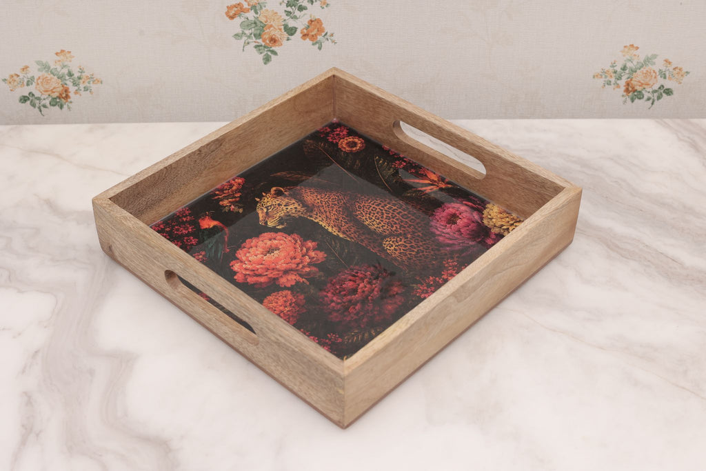 Set of 3 Wooden Rectangular Serving Trays