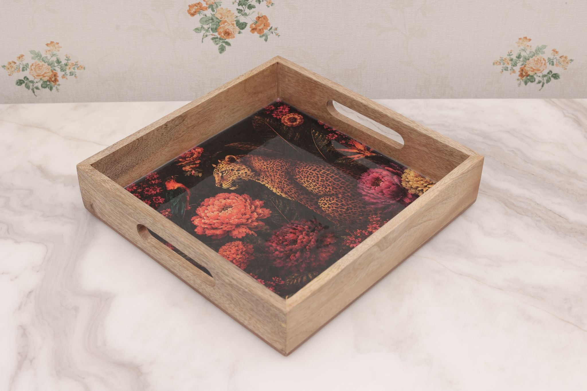 Set of 3 Wooden Rectangular Serving Trays