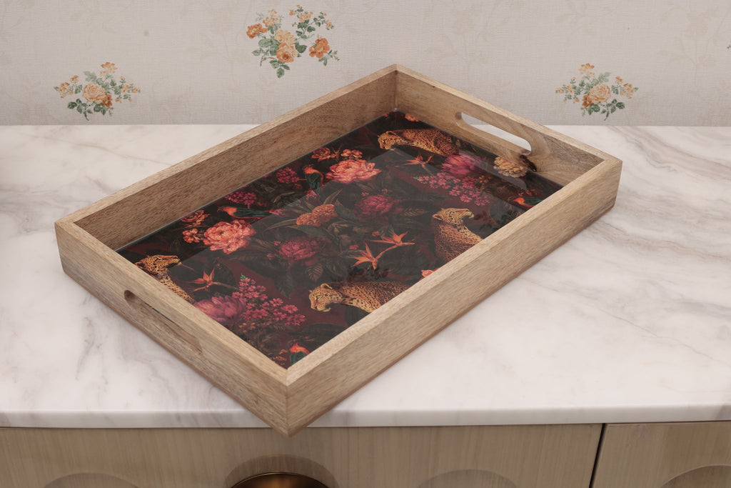 Set of 3 Wooden Rectangular Serving Trays