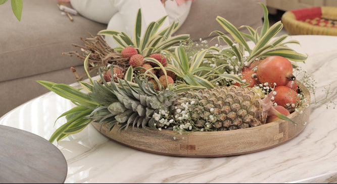 Lemon Wood Round Tray 14 inch