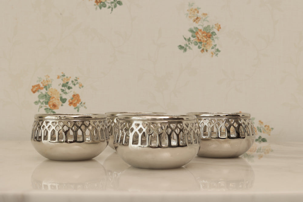 Silver Plated Votives, Set of 4