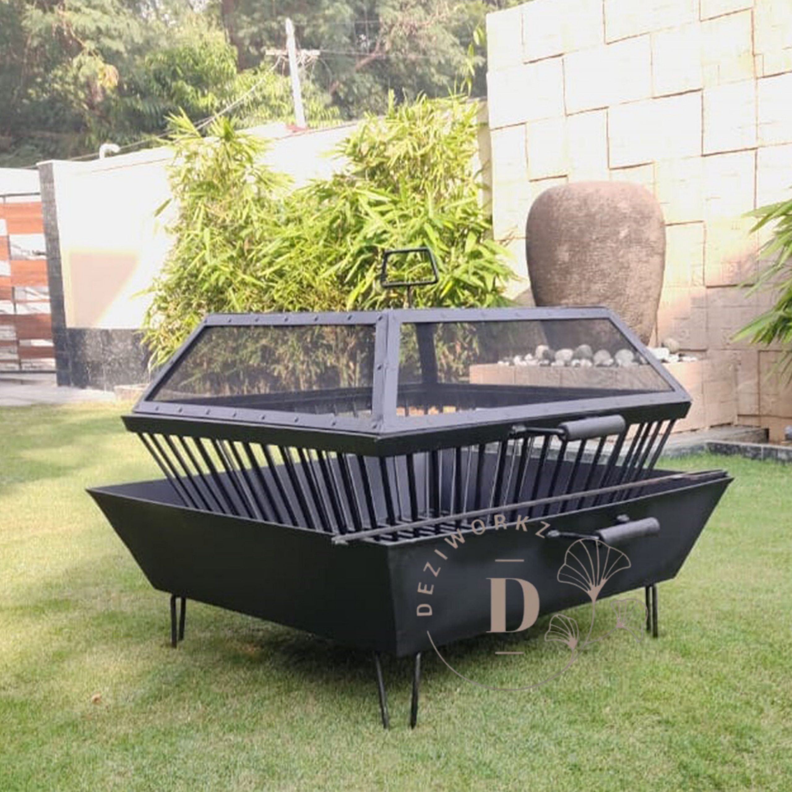 Firepit 37 Inch Outdoor With Mesh Guard