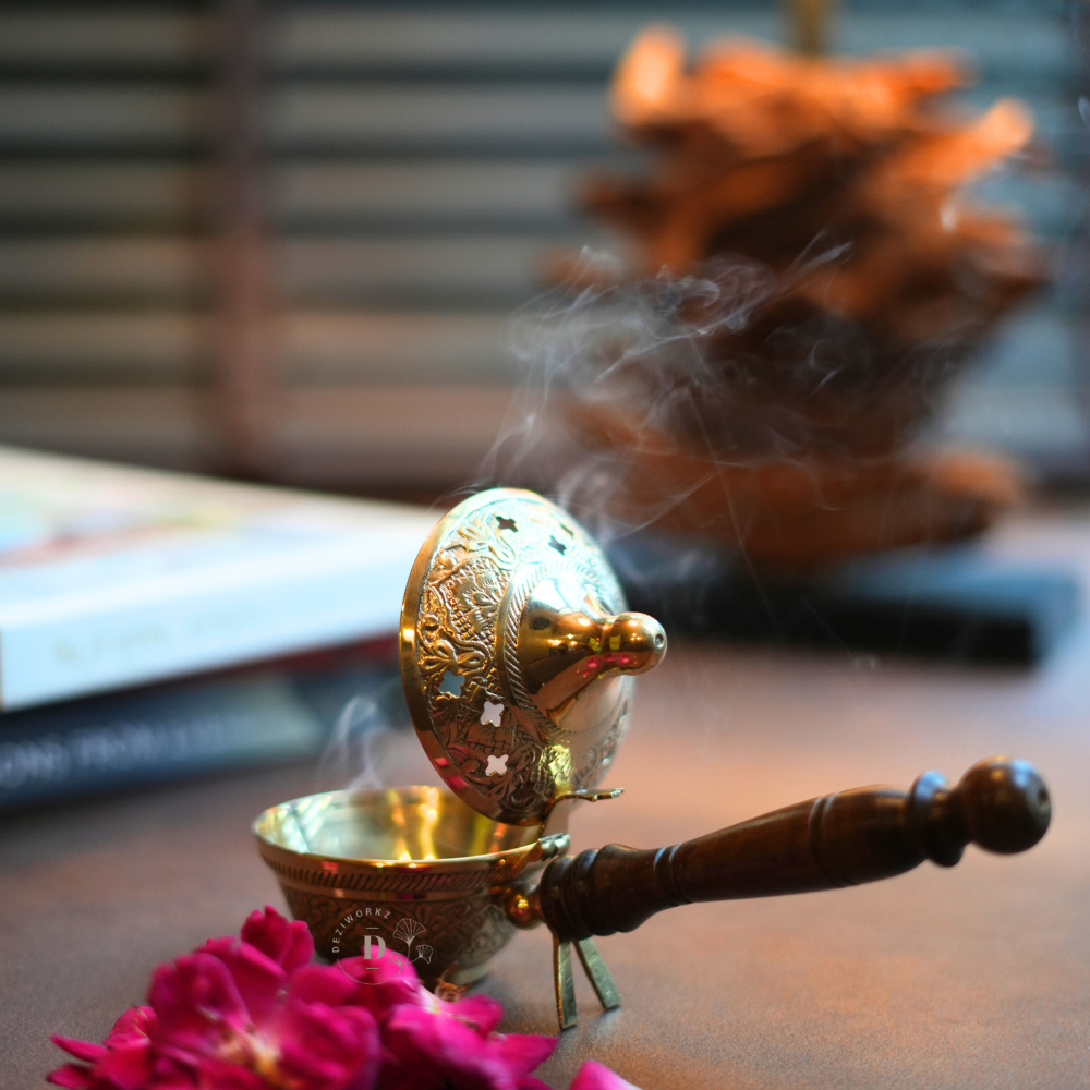 Brass Dhuna Loban Burner Gift Set