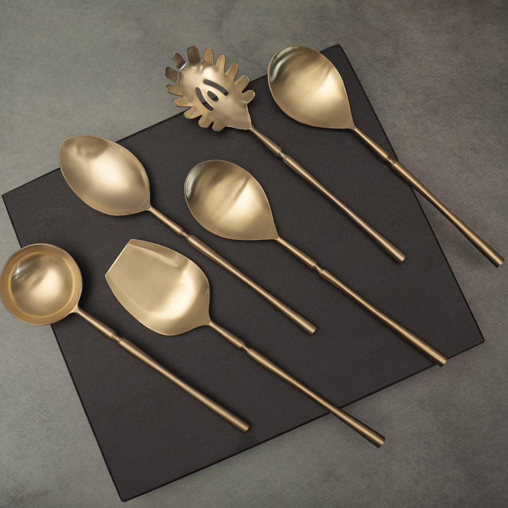 Brass Serving Spoon Set | Set of 6 |