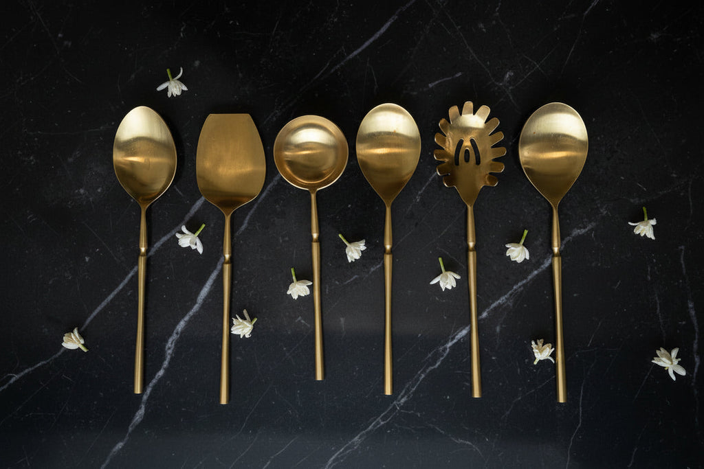 Brass Serving Spoon Set | Set of 6 |