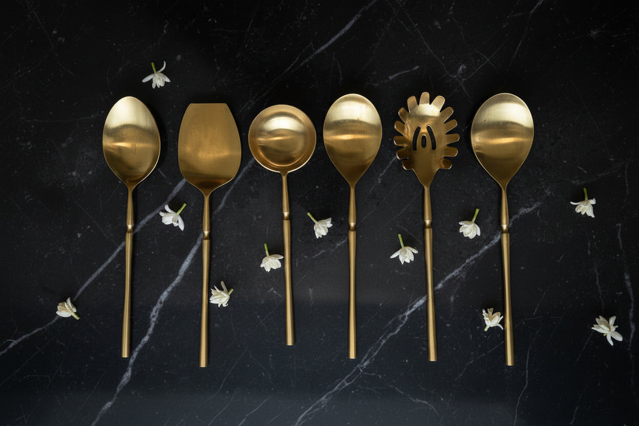 Brass Serving Spoon Set | Set of 6 |