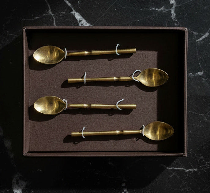Brass Snack and Dessert Spoon Set | Set of 4