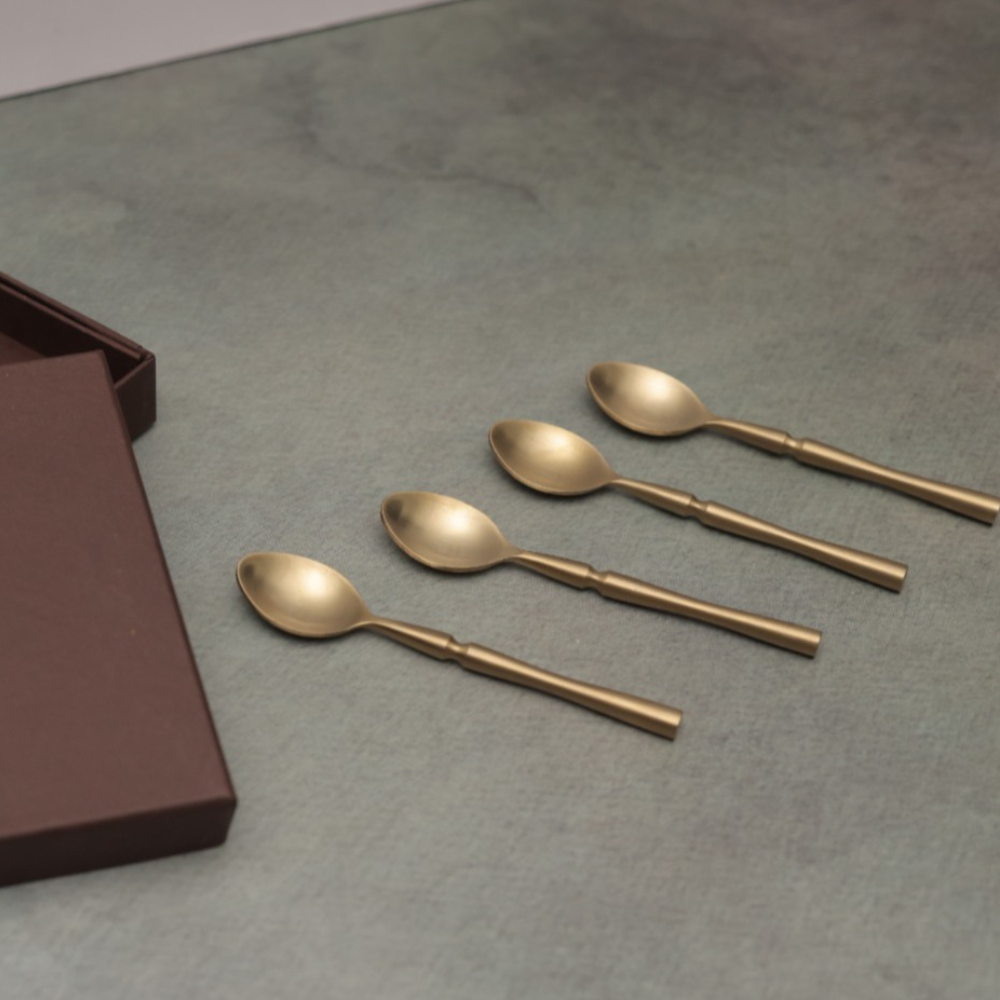 Brass Snack and Dessert Spoon Set | Set of 4