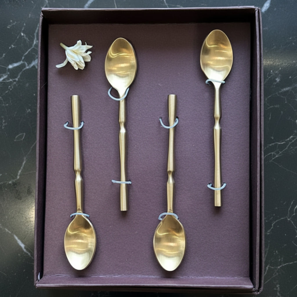 Brass Tea and Coffee Spoon Set | Set of 4