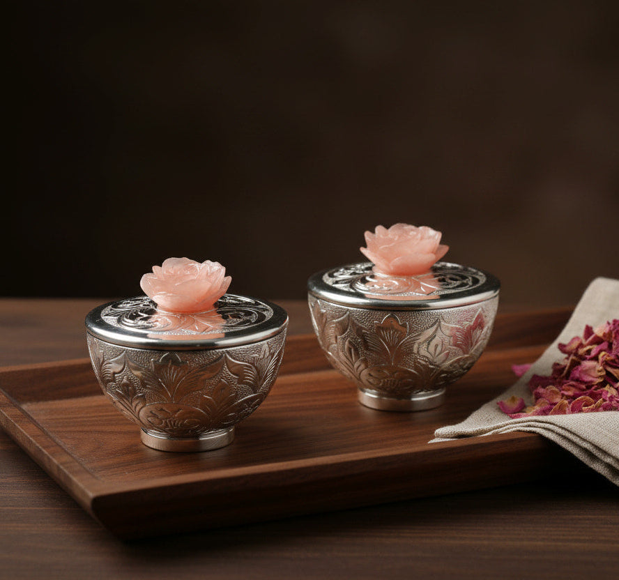 Emboss Jar with Rose Lid Set of 2 (3.5inch) Secondary image