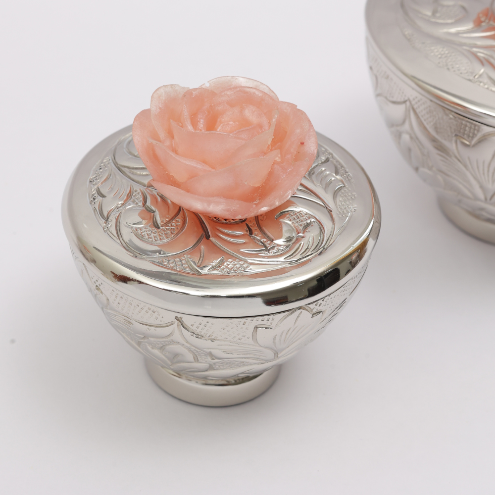 Emboss Jar with Rose Lid 5 inch