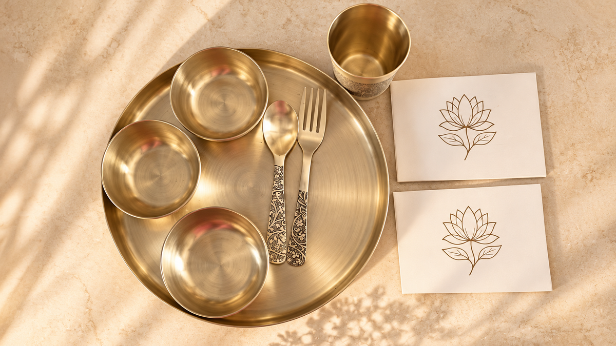 Kansa Etching Thali Set