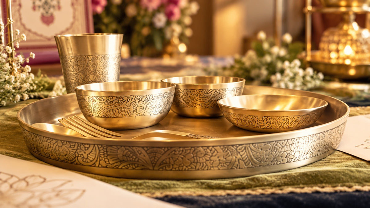 Kansa bronze etched thali set by Deziworkz – view 2