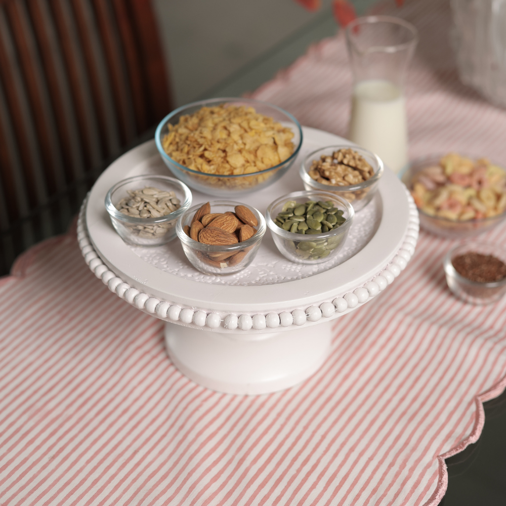 Large Beaded Cake Platter with Pedestal | Table Riser