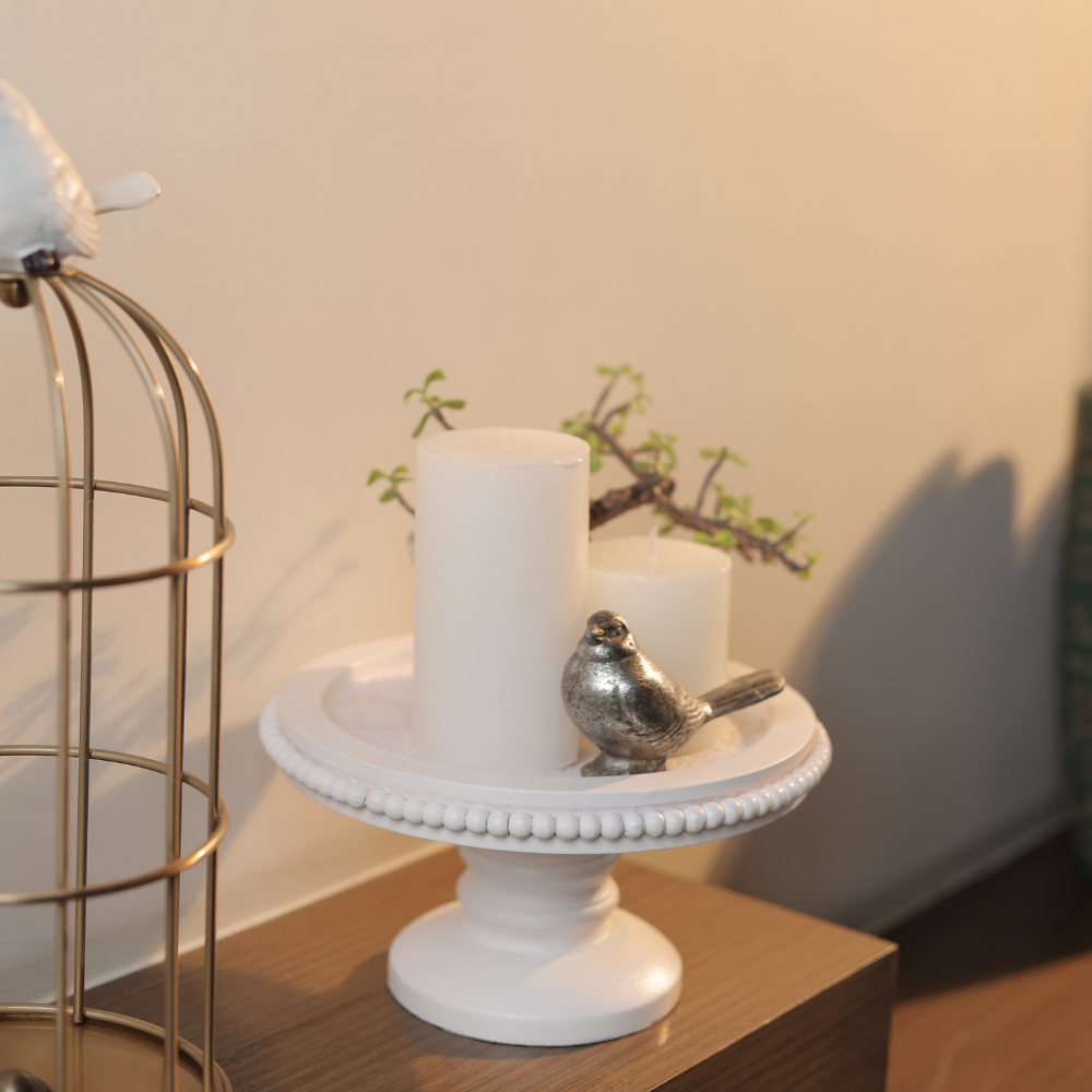 Large Beaded Cake Platter with Pedestal | Table Riser