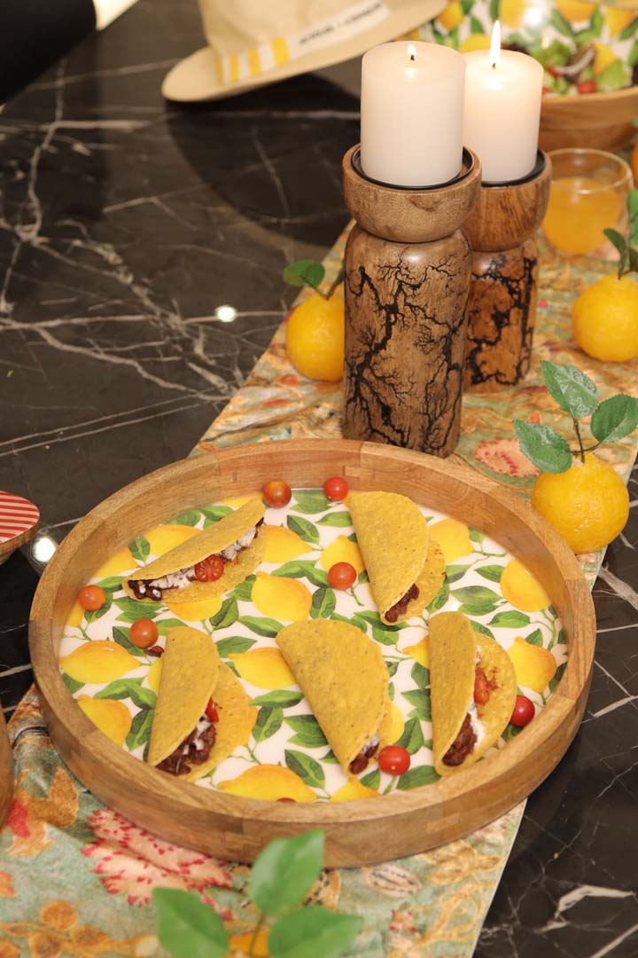 Lemon Wood Round Tray 14 inch Secondary image