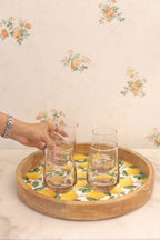 Lemon Wood Round Tray 14 inch