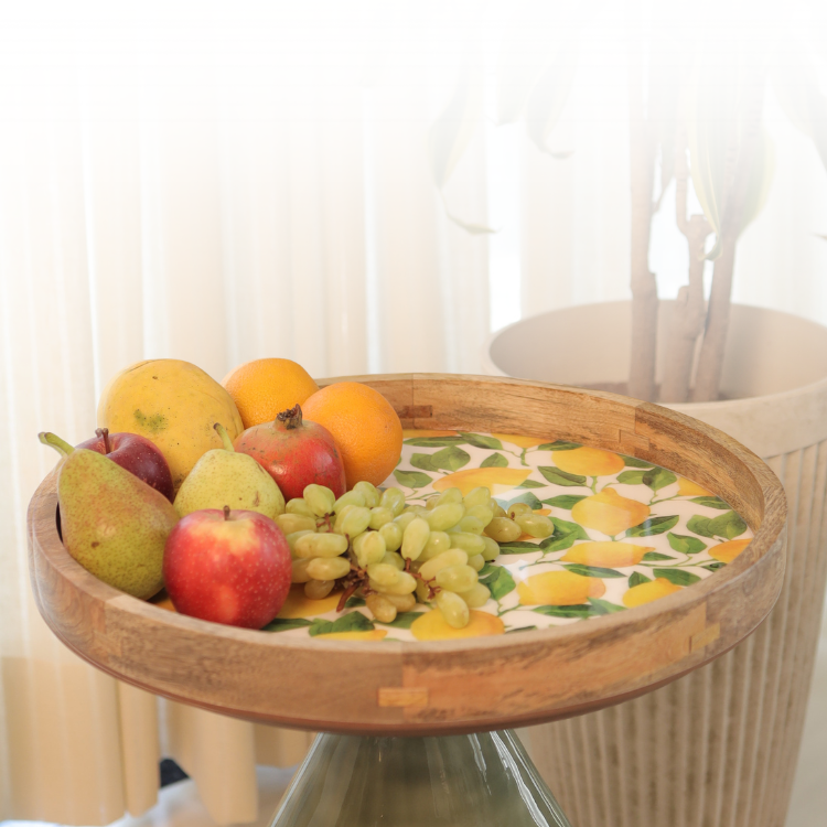 Lemon Wood Round Tray 18 inch