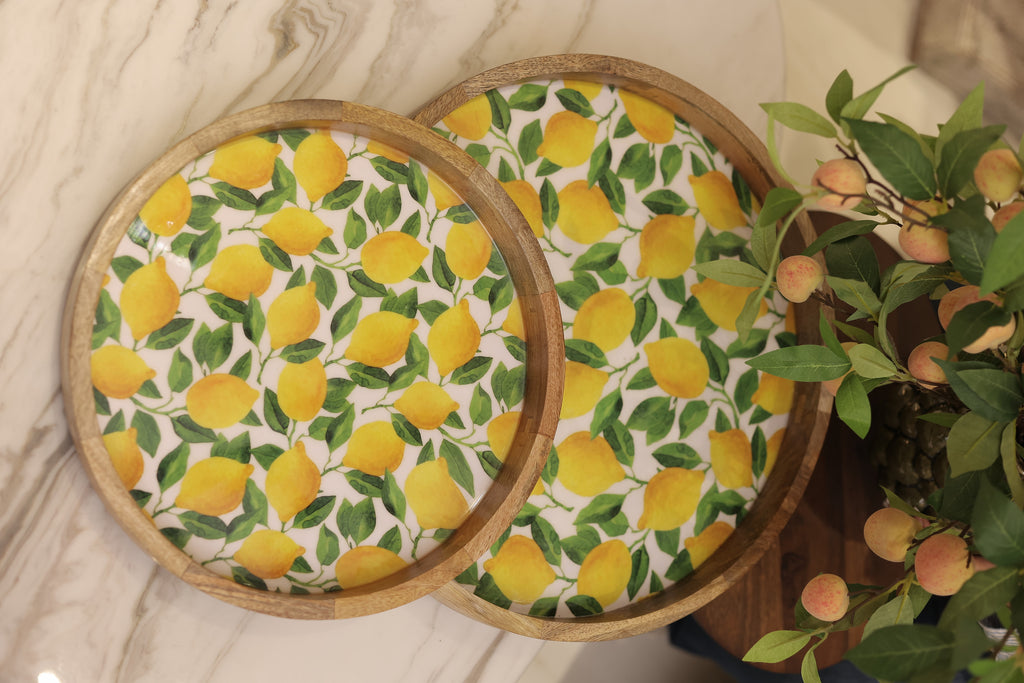Lemon Wood Round Tray 18 inch