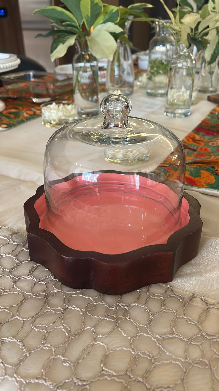 Lotus Shaped Cake Platter with Dome
