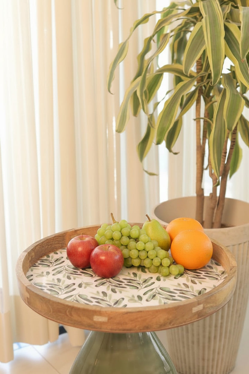 Olive Wood Round Tray Set of 2