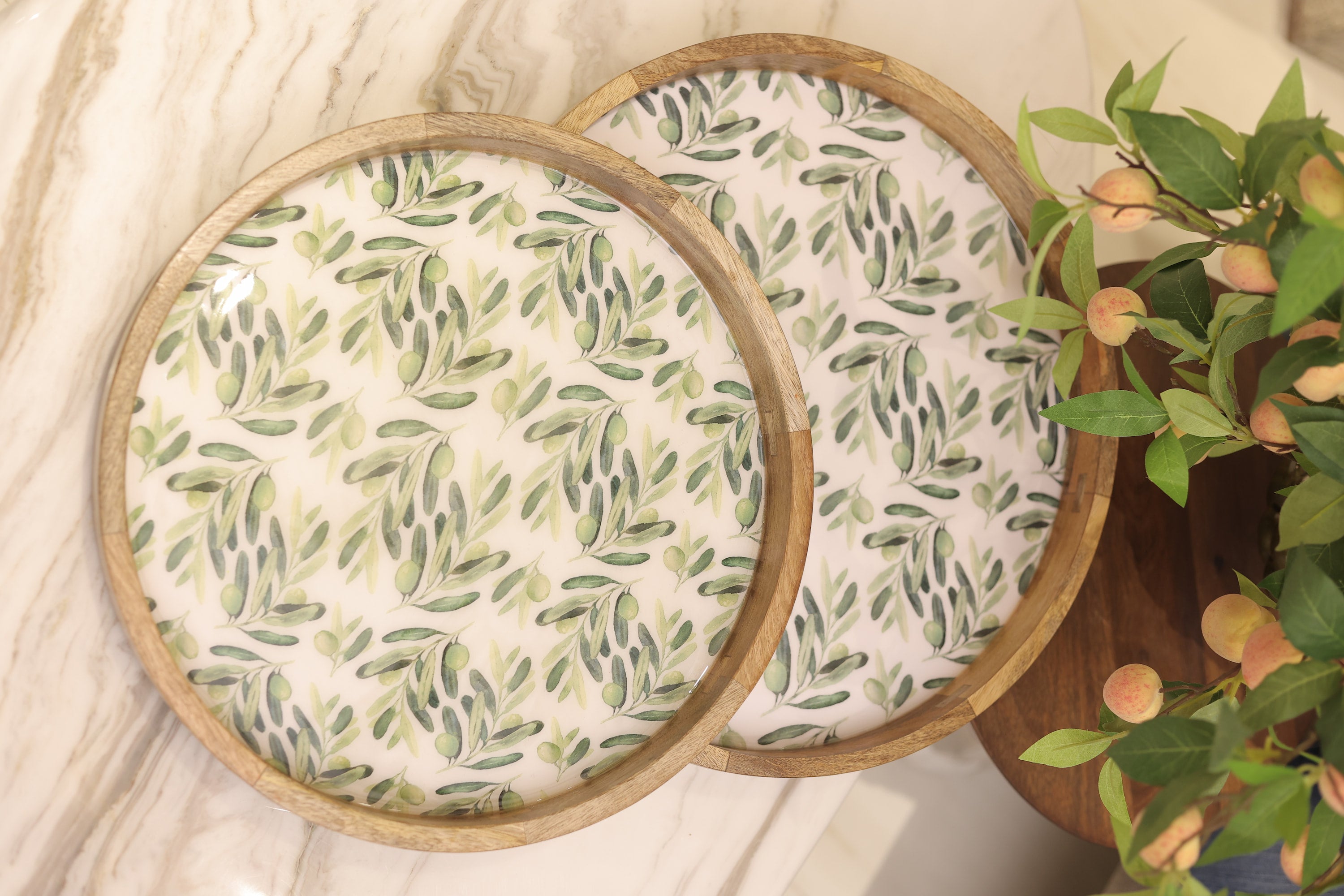 Olive Wood Round Tray 16 inch Secondary image