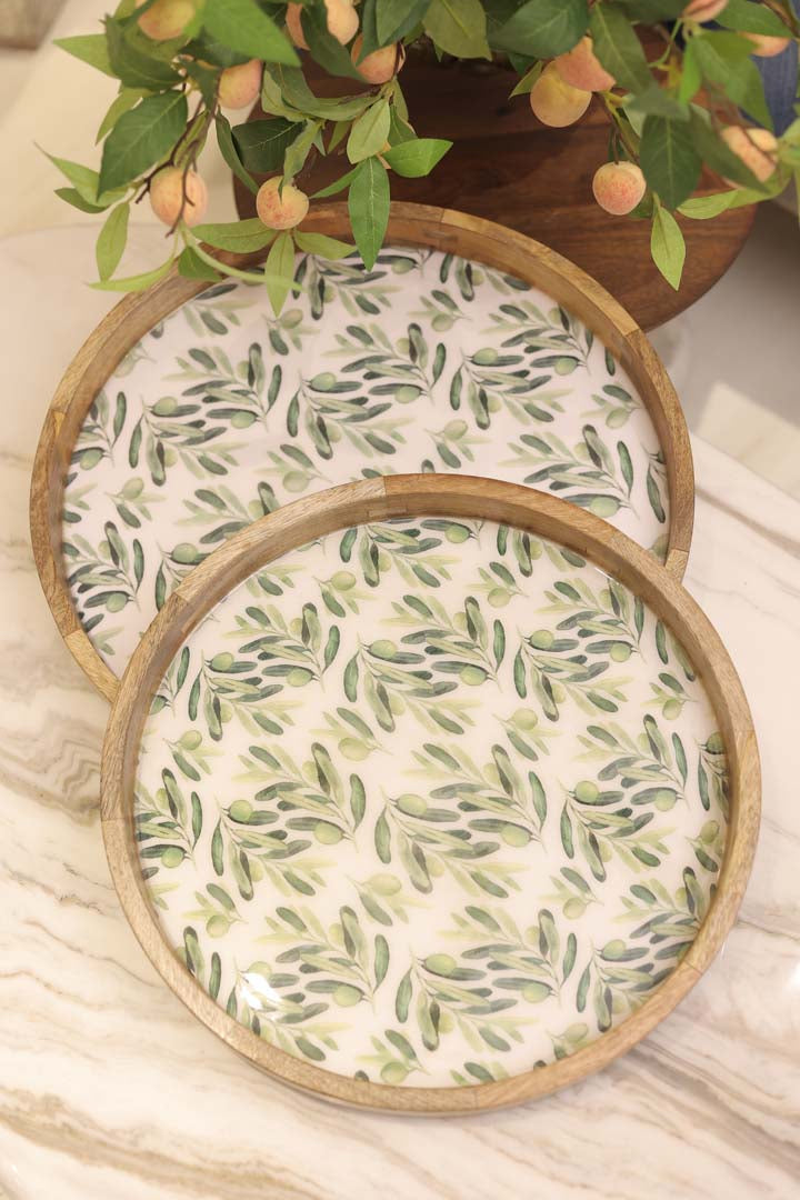 Olive Wood Round Tray Set of 2 Main image