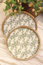 Olive Wood Round Tray Set of 2