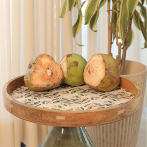 Olive Wood Round Tray Set of 2