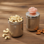 Rose Silver Line Jar Large Set of 2 (4"x2.5")