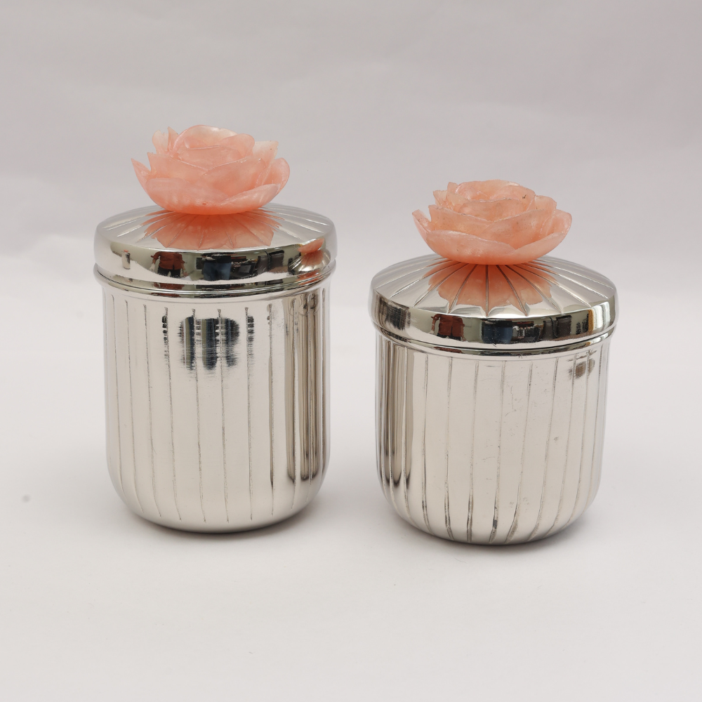 Rose Silver Line Jar Large Set of 2 (4"x2.5")