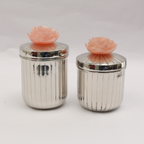 Rose Silver Line Jar Large Set of 2 (4"x2.5")