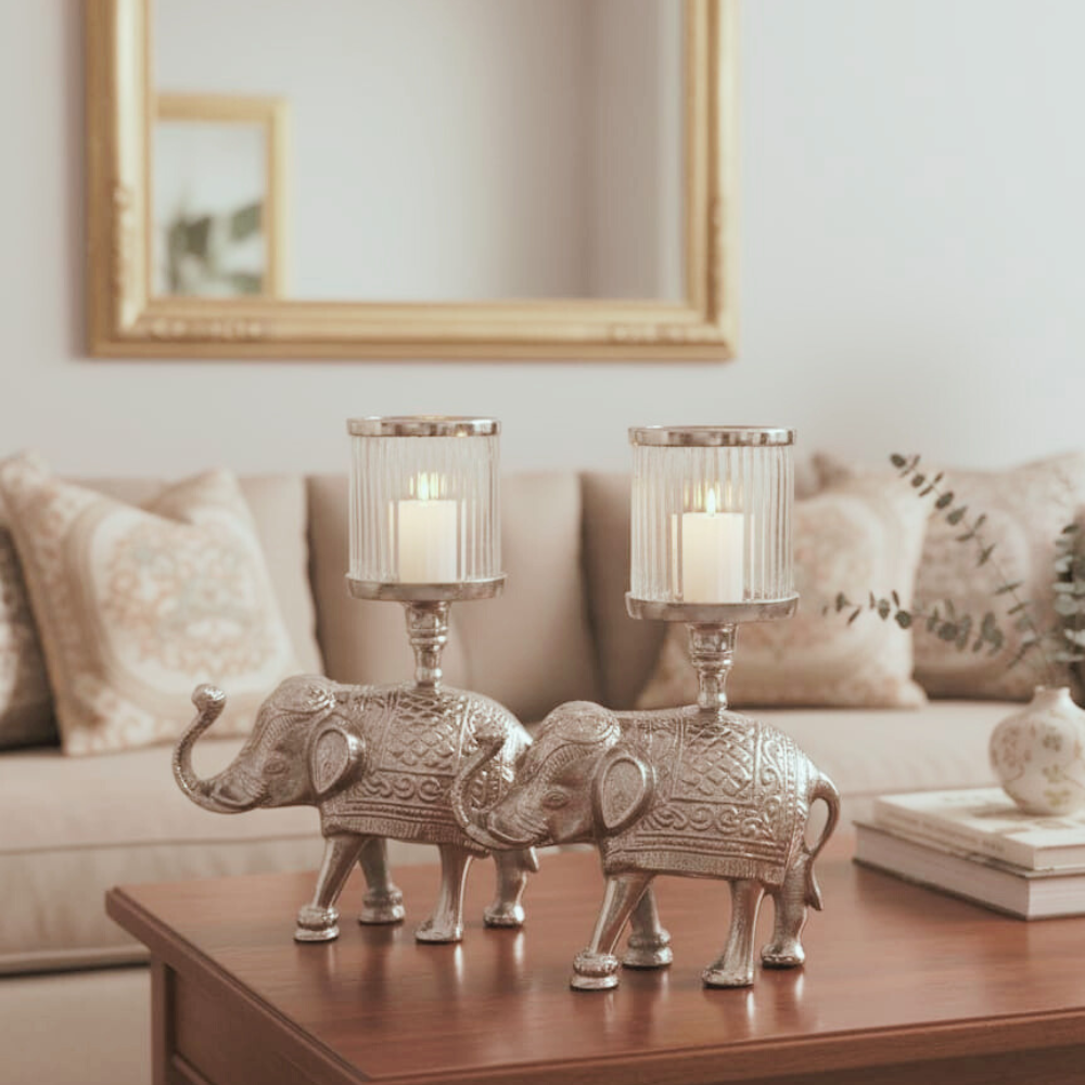 Silver-Plated Elephant Candle Stand Secondary image
