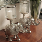 Silver-Plated Elephant Candle Stand
