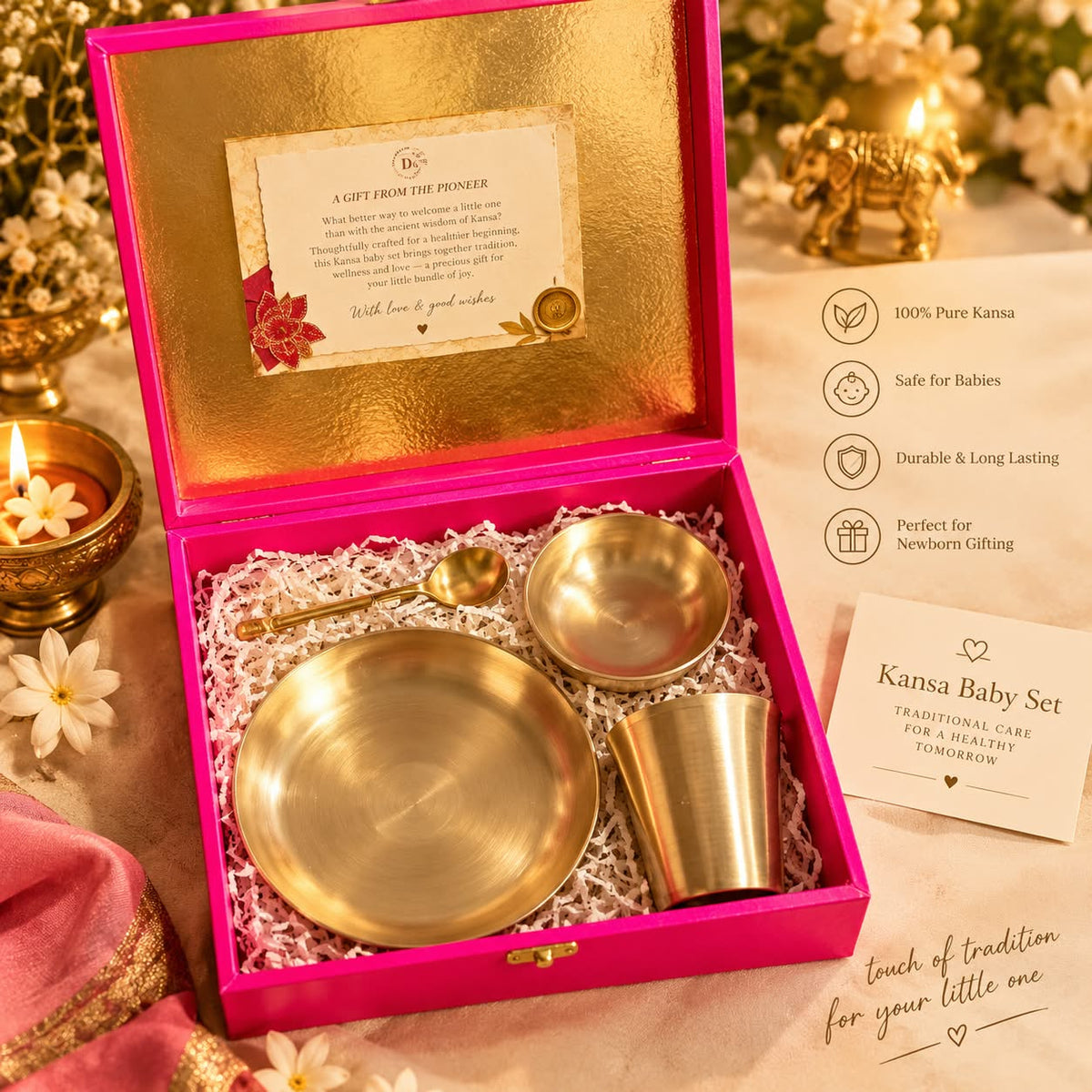 Kansa bronze baby thali set by Deziworkz