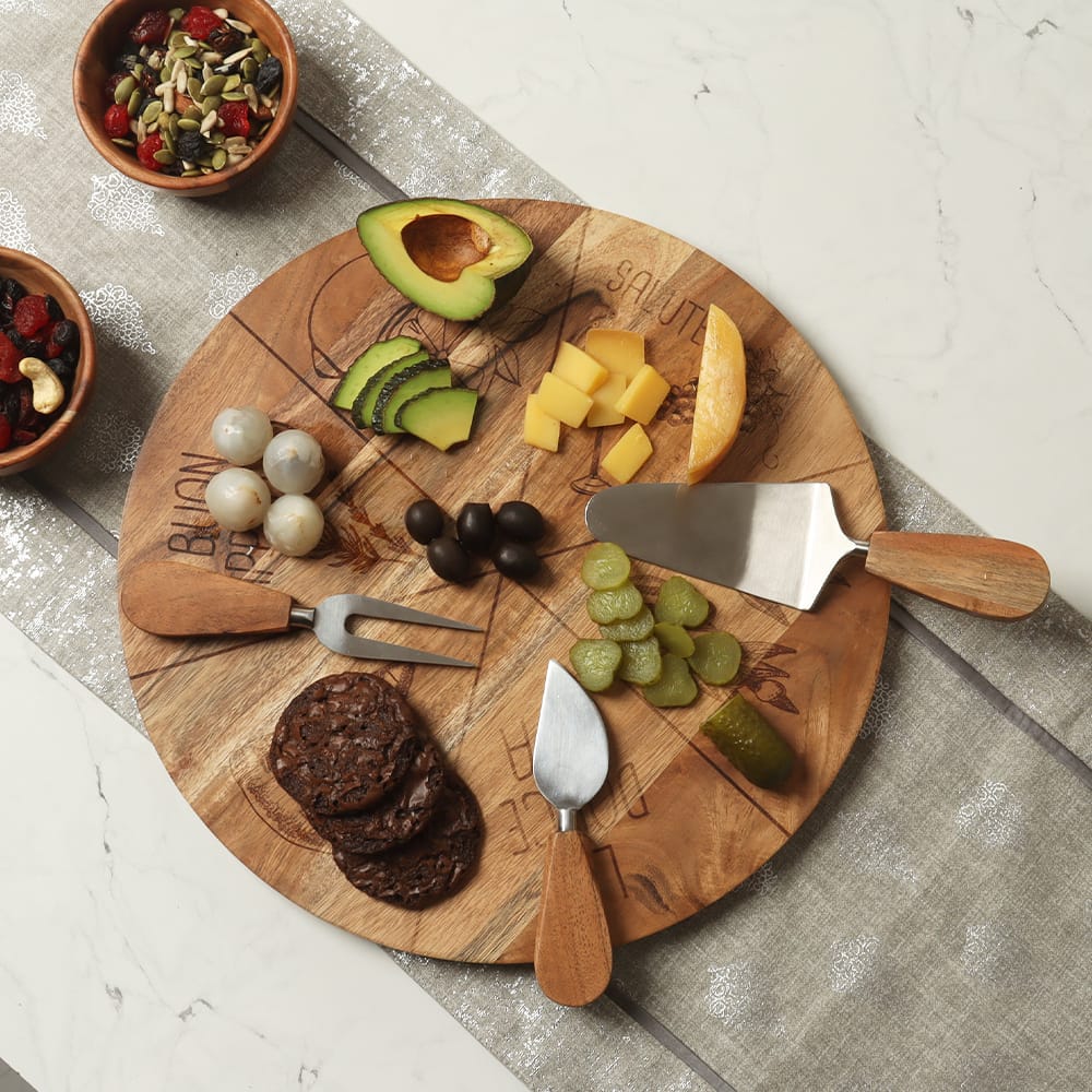 Wood Grazing Board with 3 Knives Main image