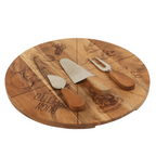 Wood Grazing Board with 3 Knives