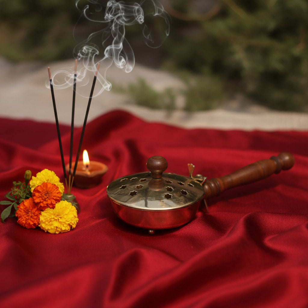 Brass Dhuna Loban Burner Gift Set