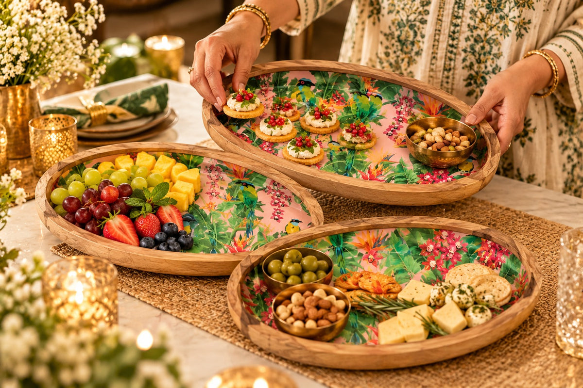 Island Blush Oval Wooden Serving Trays, Set of 3 Main image